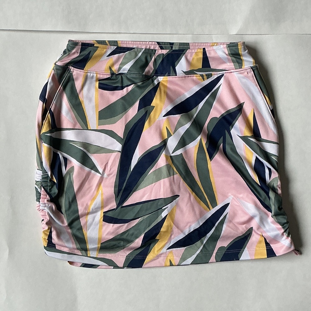 Lady Hagen Women’s Pink and Green Leaf Print Pencil Skirt